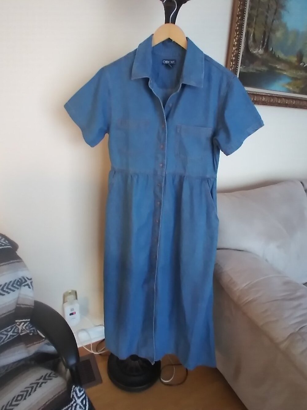 Elegant Maxi Jeans Dress, Ocean Pacific, Buttons, Cotton, Size - 8